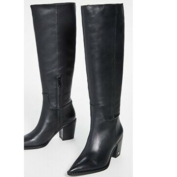 Sam Edelman Lindsey Black Leather Boots - Picture 2 of 7